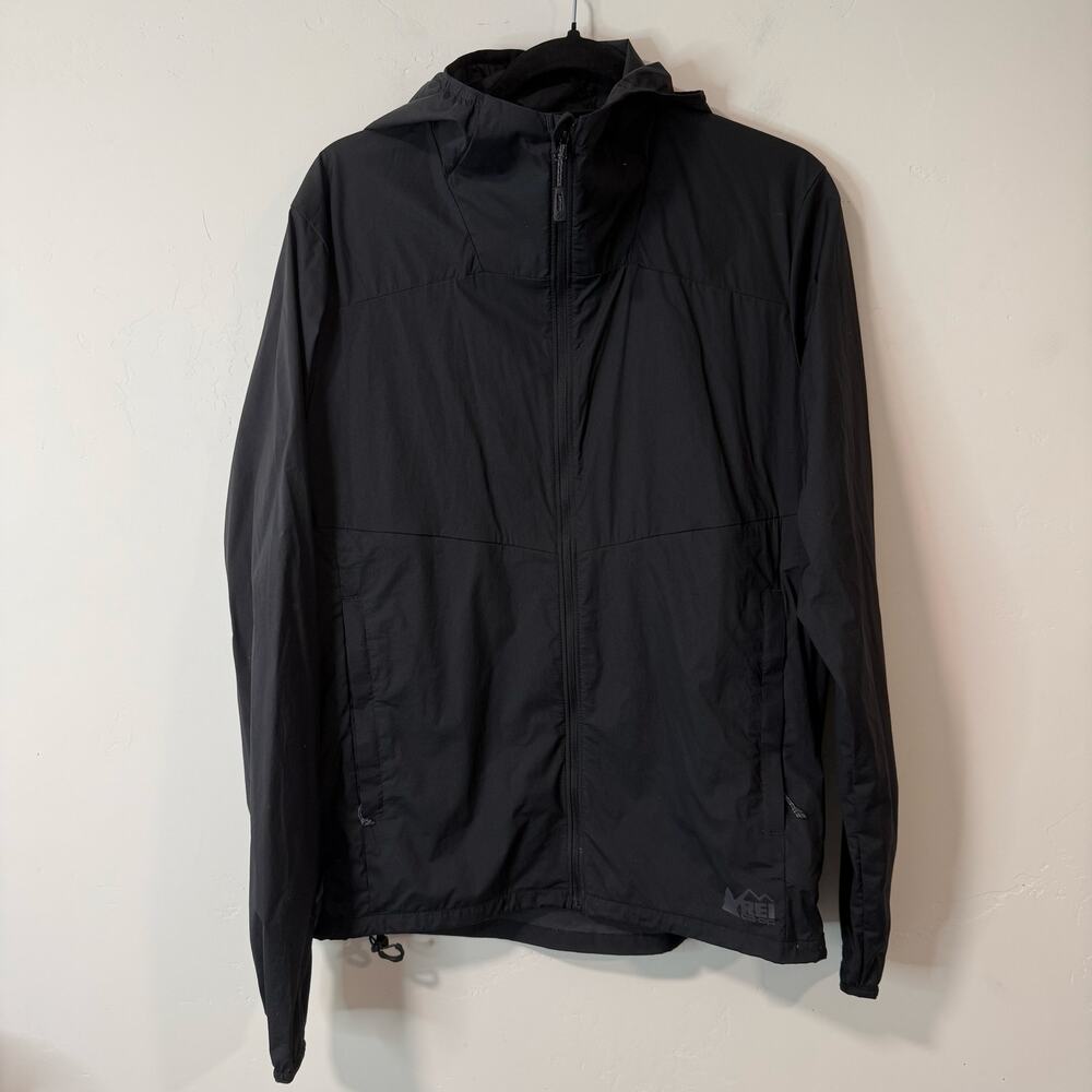 REI Co-op Men's Flash Jacket Full Zip Black Small Packable Lightweight‎